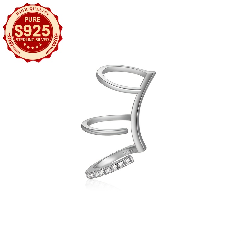 Women's S925 Silver Three-Tier Clip-On Earrings